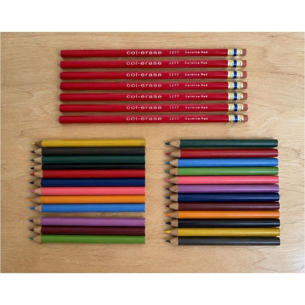 Vintage Faber-Castell Colored Pencils Lot of 32, Col-Erase 1277 Carmine Red, USA